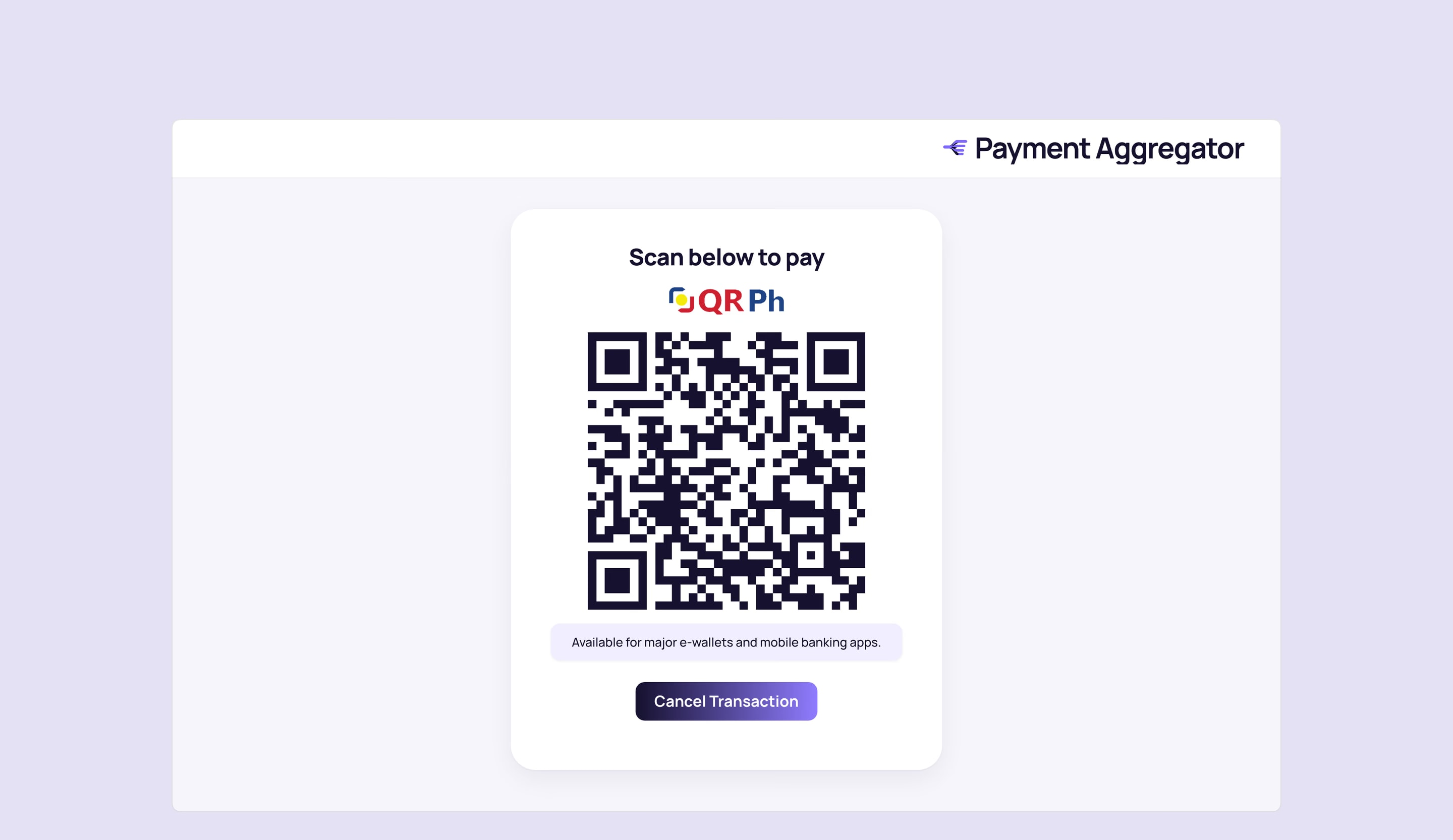 The QR Ph payment page, with a code to scan and pay.