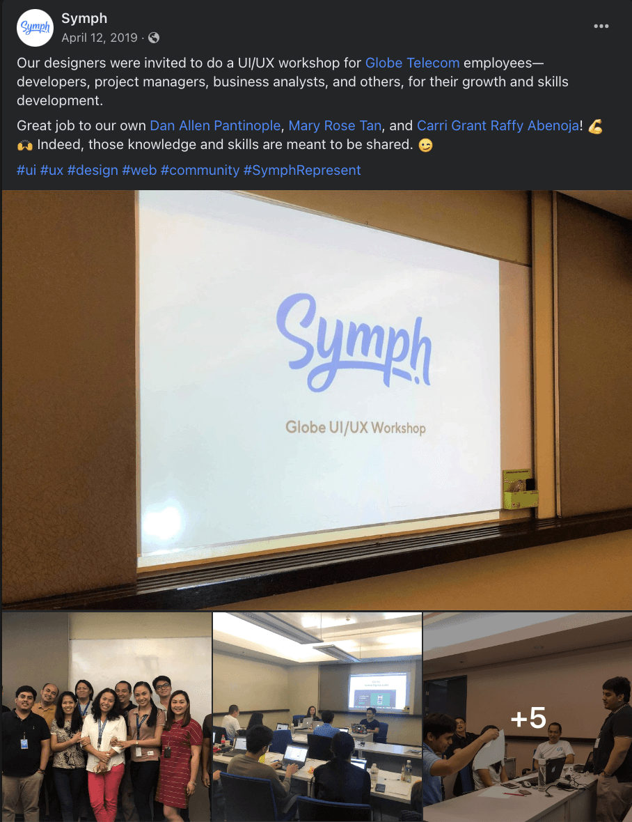 Our designers Dan and Rose were invited to do a UI/UX workshop for Globe Telecom employees— developers, project managers, business analysts, and others, for their growth and skills development.