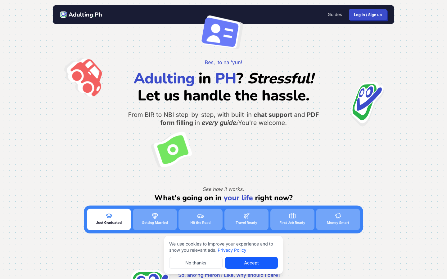 Adulting.ph — One less thing stopping Filipinos from moving forward.