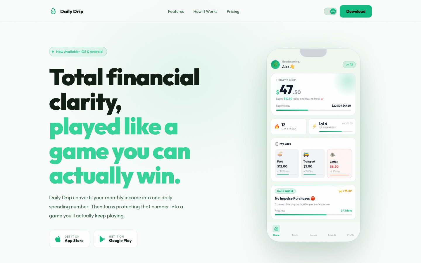 Daily Drip — One daily number that keeps thousands from losing track of their money.